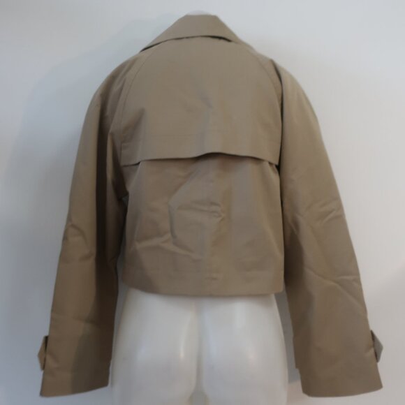 NWT Womens MNG Mango Tan Double Breasted Cropped Trench Jacket S - Picture 11 of 13